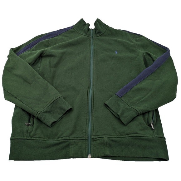 Polo Ralph Lauren Other - Polo Ralph Lauren Jacket Mens XXL Green Blue Striped Track Full‎ Zip Pony